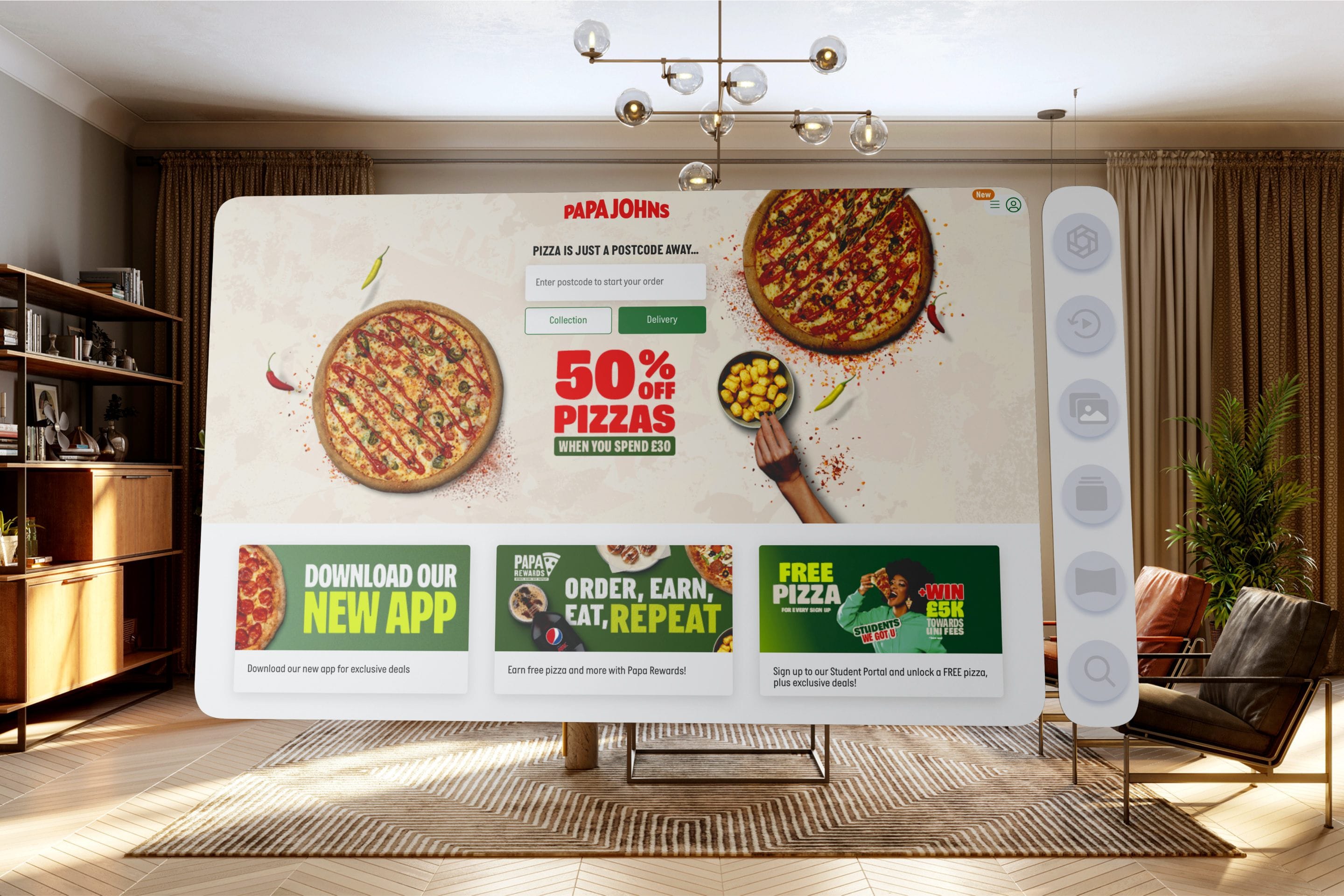 50% off pizzas when you spend £30