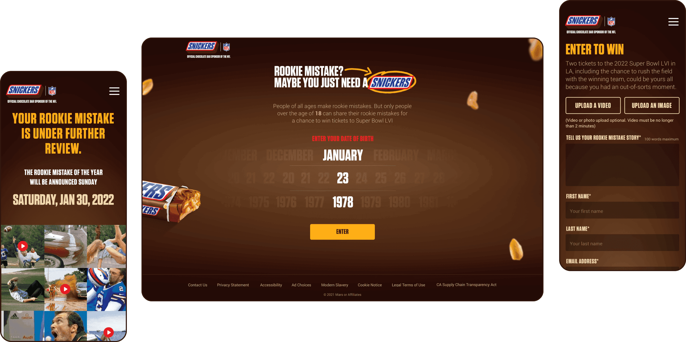 Snickers desktop and mobile website