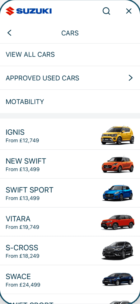 Suzuki mobile app slide 